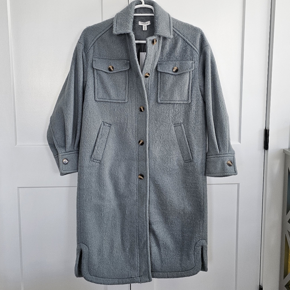 NWT TOPSHOP Women's Blue-Gray Oversized Coat